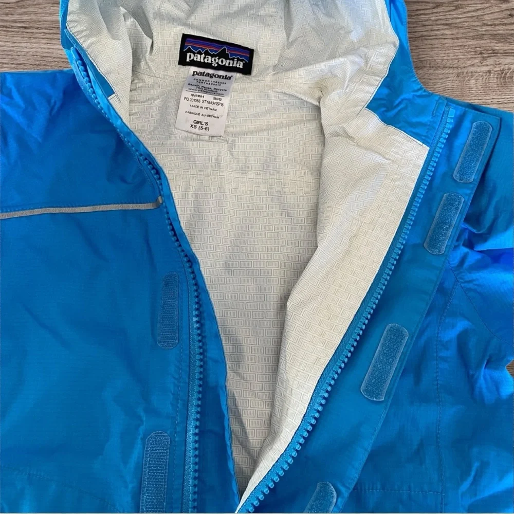 Patagonia h2No Waterproof Girls / Kids Blue Jacket XS 5-6 - Picture 4 of 12